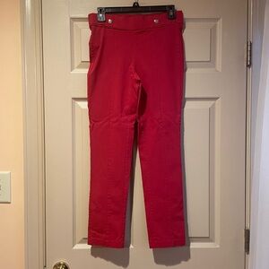 Rafaella Comfort Women’s Vibrant‎ Red Pull-On Pants, Pretty Waist Detail, Size 6